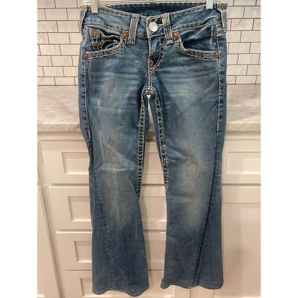 True Religion Denim - True Religion Jeans Womens 29 Blue Joey Super T Flare Thick Stitch Denim